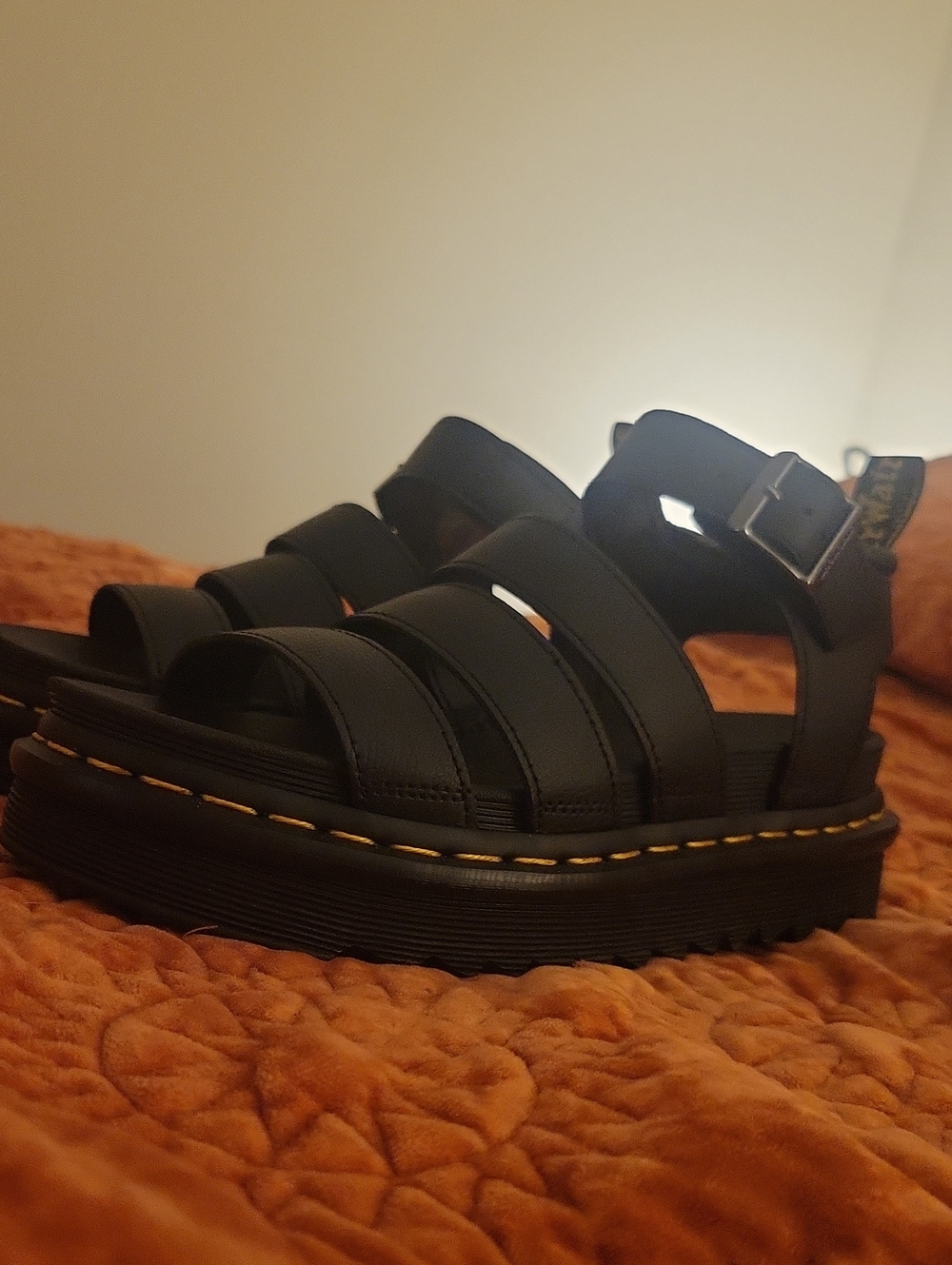 Dr. Martens Black Leather Platform Fisherman Sandals